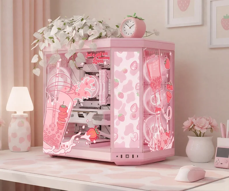 Vỏ case máy tính hồng in hình phạt ngọt ngào
