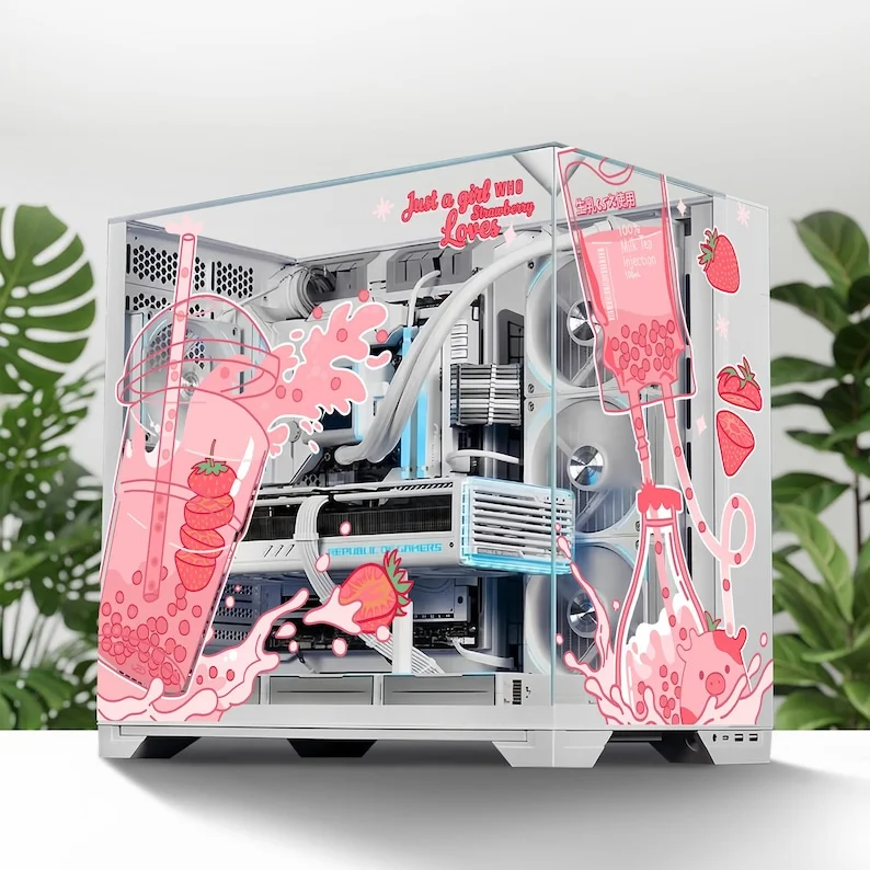 hình phạt ngọt ngào custom pc chủ đề dâu tây dễ thương
