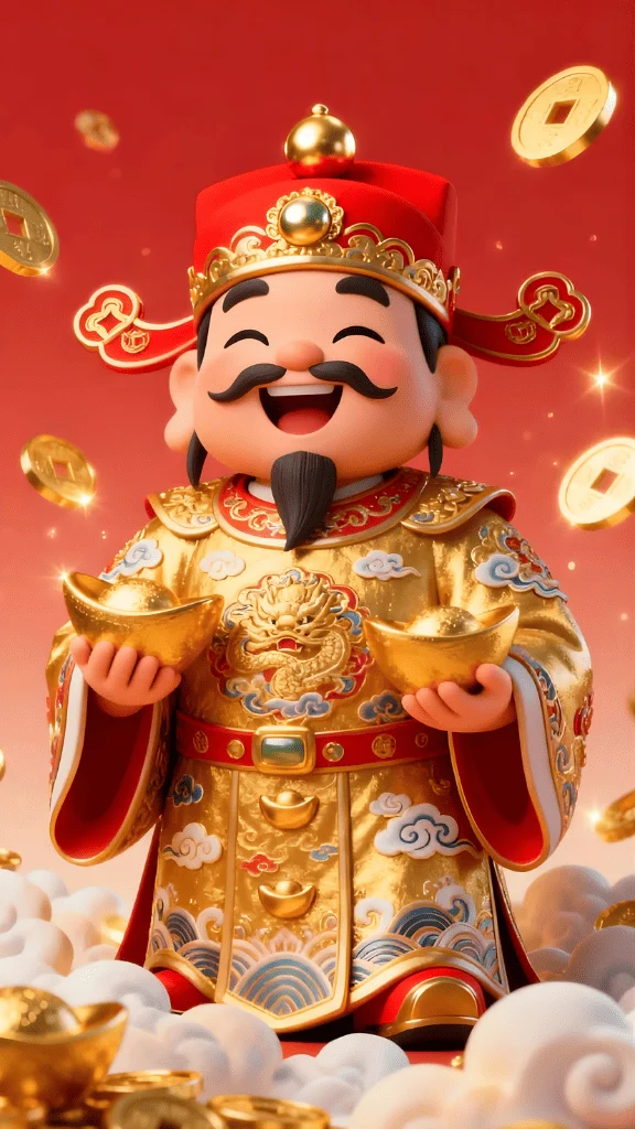 Hình nền Thần Tài rạng rỡ