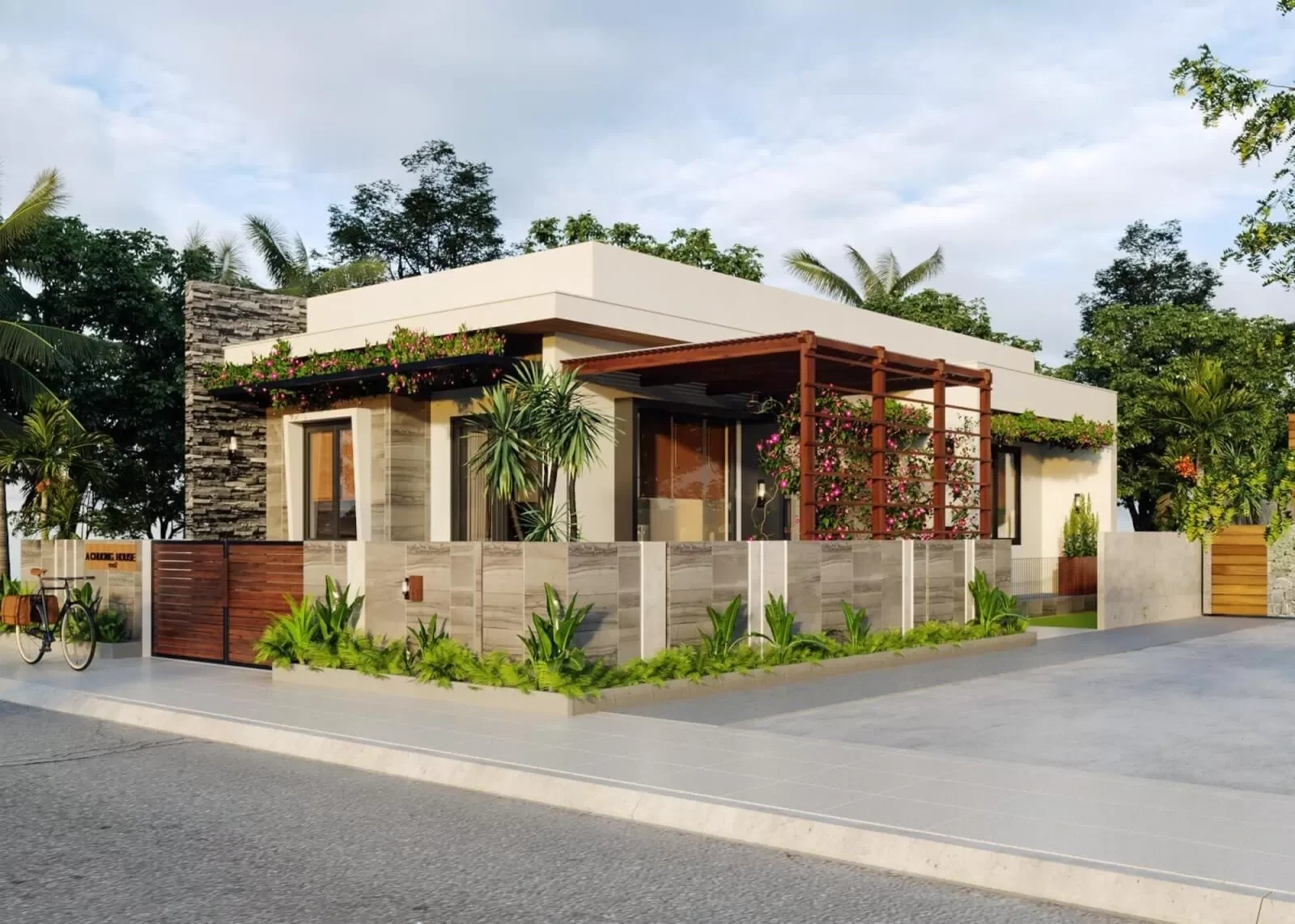 Mẫu nhà cấp 4 2 mặt tiền hiện đại sang trọng thông thoáng