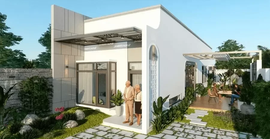 Mẫu nhà cấp 4 ngang 4m dài 20m hiện đại đầy đủ tiện nghi