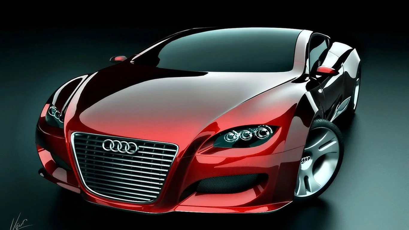 ảnh nền máy tính xe Audi concept đỏ bóng trên nền tối