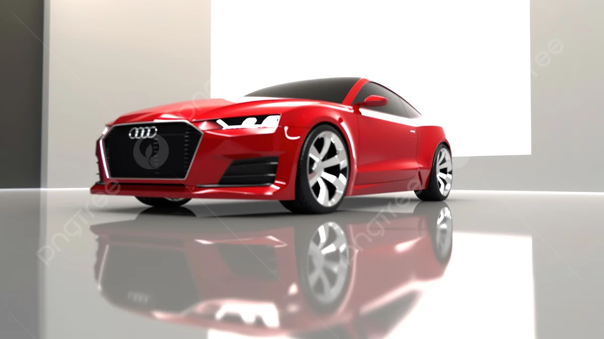 Ảnh nền máy tính xe Audi màu đỏ concept phản chiếu bóng gương