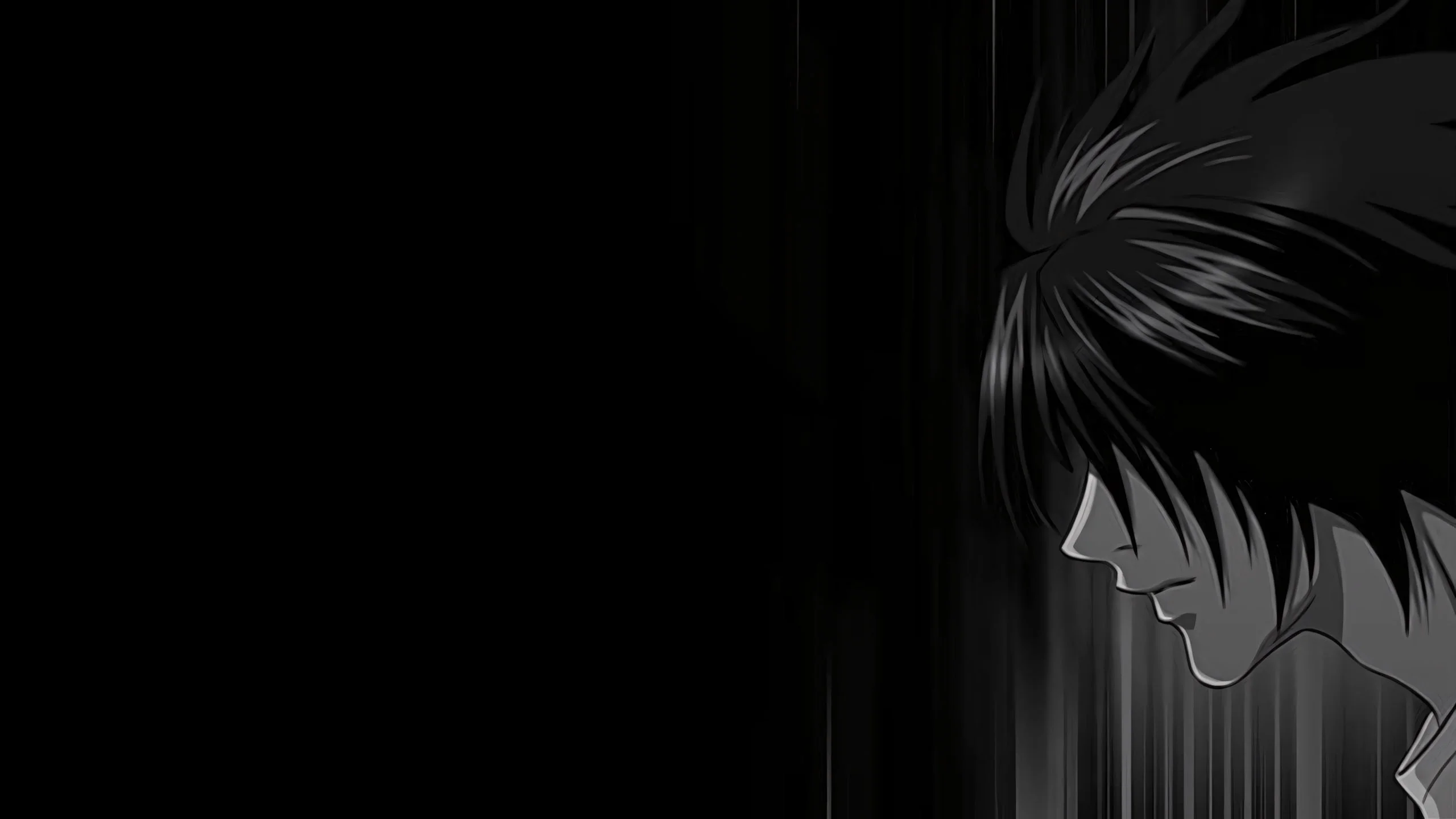 nhân vật anime nam buồn trên nền đen