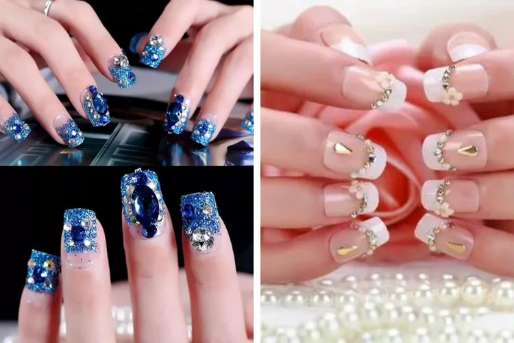 Kiểu nail đính đá sang chảnh cho móng dài