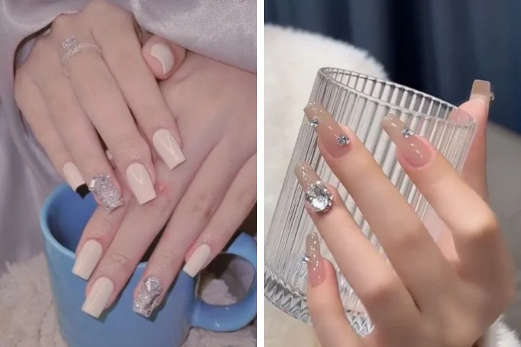 Kiểu nail đính đá sang chảnh cho móng dài (7)