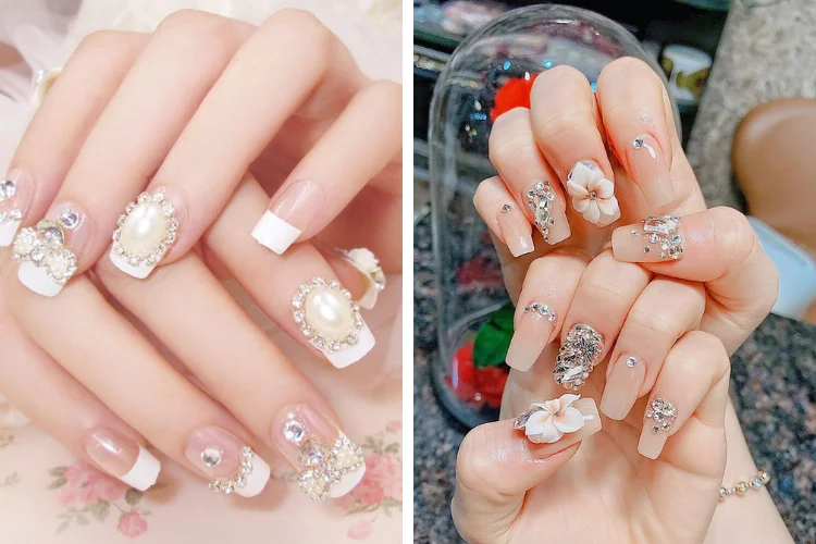 Kiểu nail đính đá sang chảnh cho móng dài (6)
