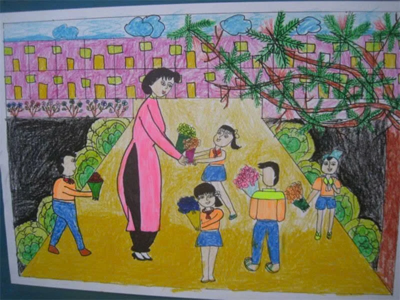 Mẫu 34: tranh vẽ ngày 20/11 đẹp, ý nghĩa