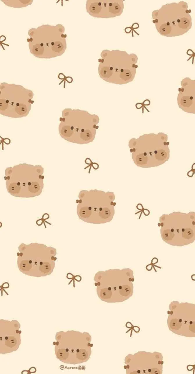 hình nền đt họa tiết gấu cute tông màu be pastel
