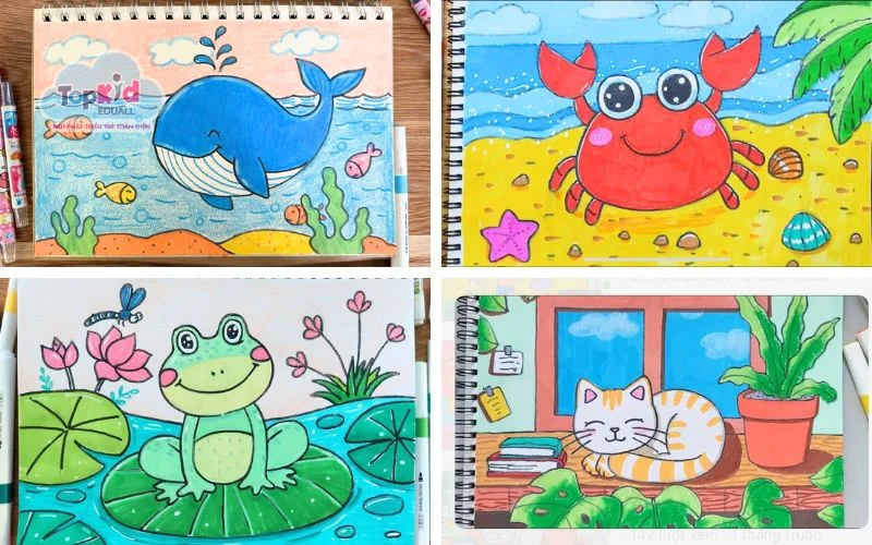 100 Mẫu tranh vẽ thiếu nhi cute, dễ vẽ cho bé Mầm non, Tiểu học