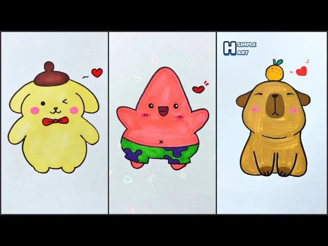 Vẽ hình cute đáng yêu, Vẽ tranh thư giãn mỗi ngày | Draw so cute #229 - YouTube