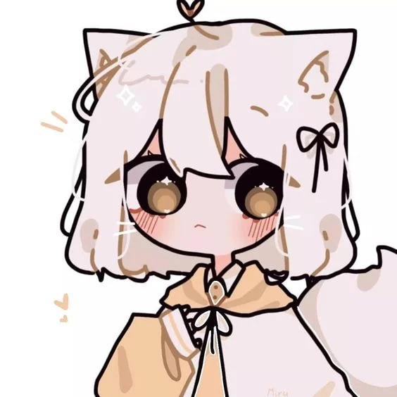 Vẽ tranh cute nhân vật cô bé chibi tóc màu kem, mắt nâu to tròn, má hồng và mặc trang phục thủy thủ