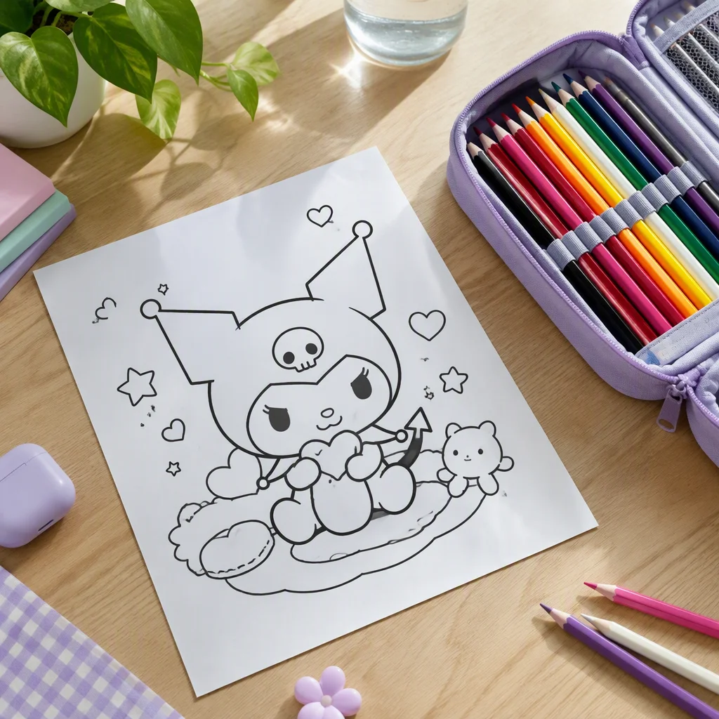 tranh tô màu kuromi, mẫu 11