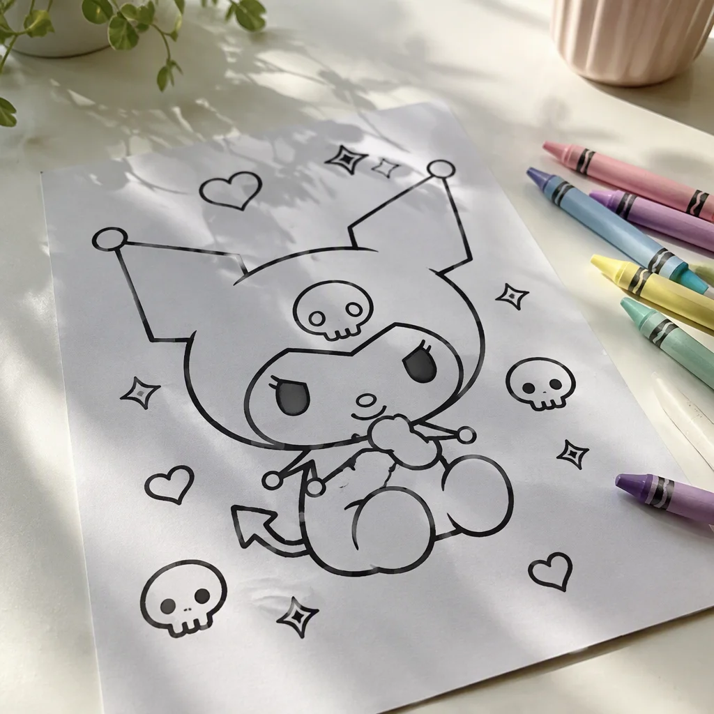 tranh tô màu kuromi, mẫu 3