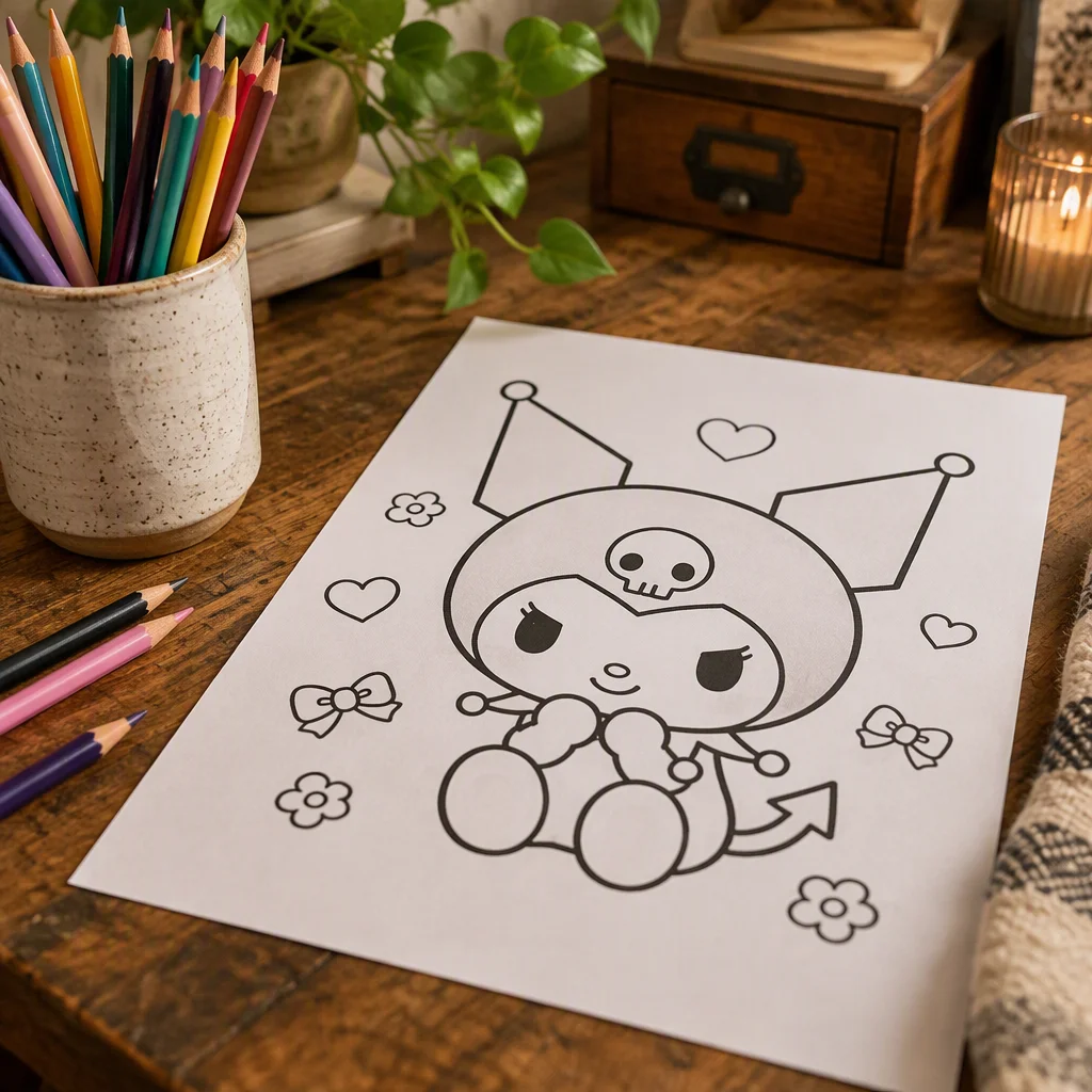 Ảnh 10 minh hoạ tranh tô màu kuromi