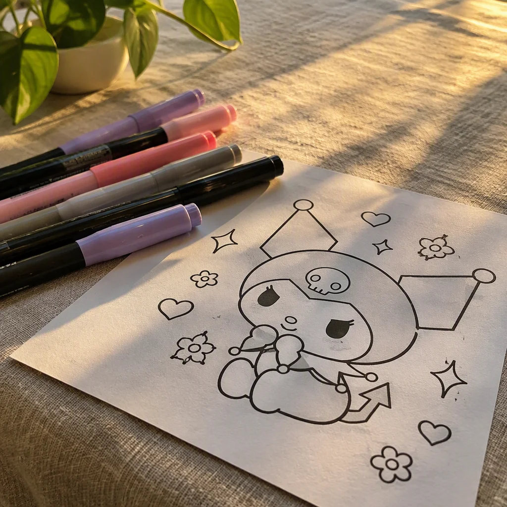 Mẫu tranh tô màu kuromi thứ 7