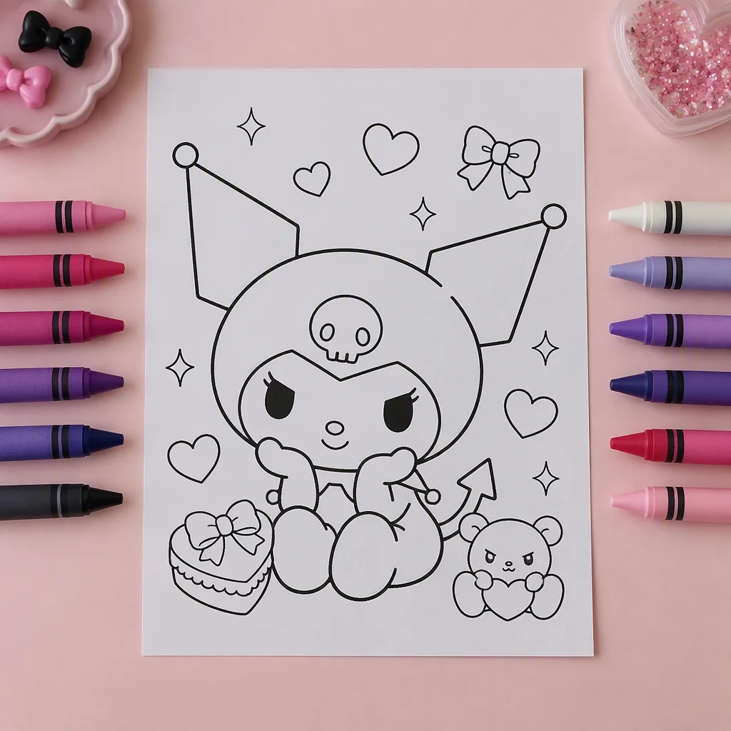 Bộ ảnh tranh tô màu kuromi, tấm 8