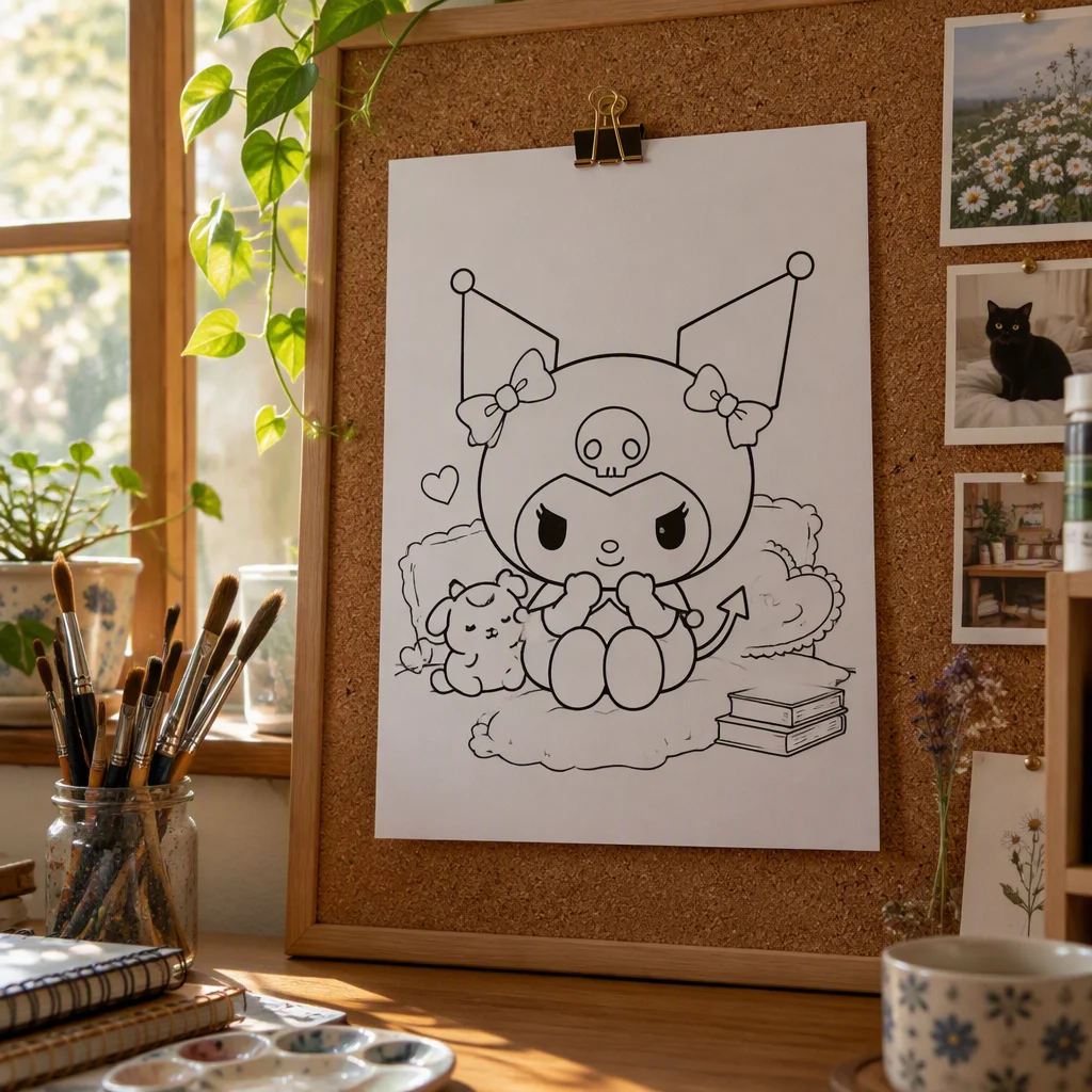 Ảnh 2 minh hoạ tranh tô màu kuromi