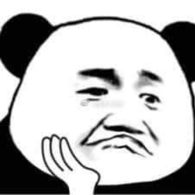 Meme gấu trúc với vẻ mặt buồn bã, chống tay lên má