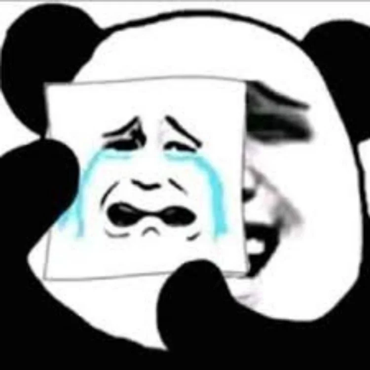Meme gấu trúc ôm tờ giấy có khuôn mặt khóc và rơi nước mắt