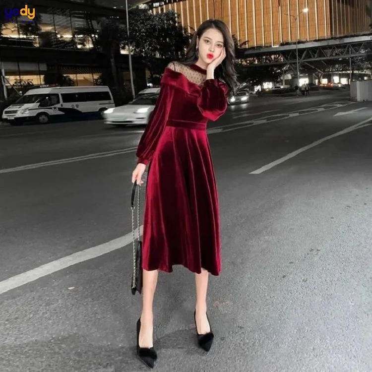 Váy nhung đẹp có mẫu thiết kế đẹp (2)