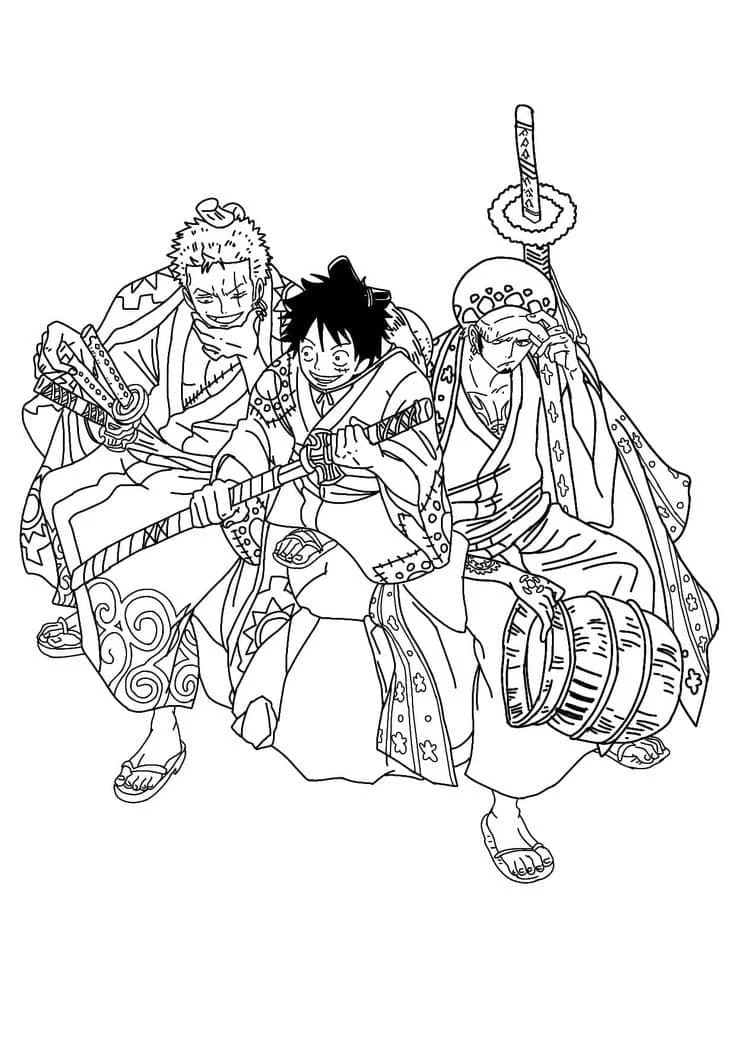 Zoro, Luffy và Law