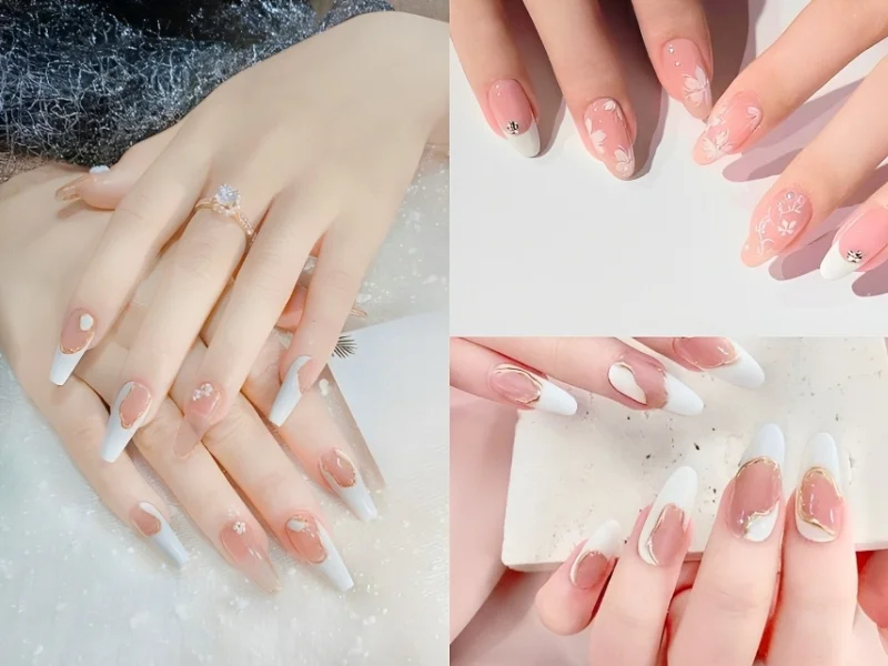 Nail sơn đầu móng màu trắng