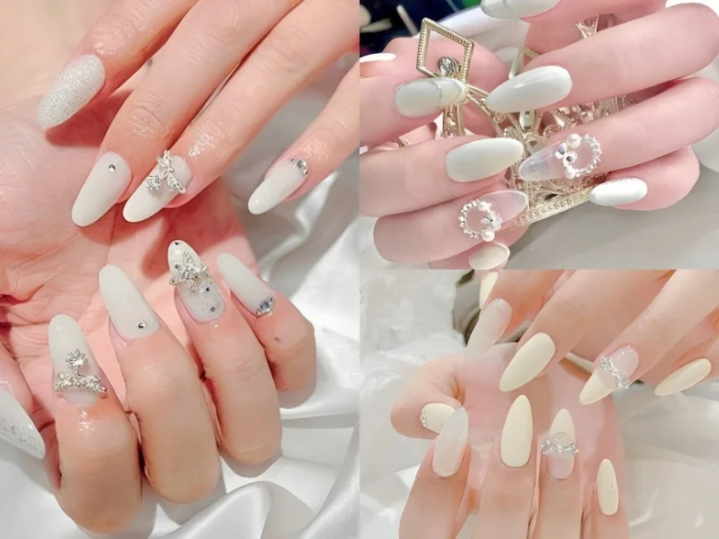 Nail tay màu trắng (3)