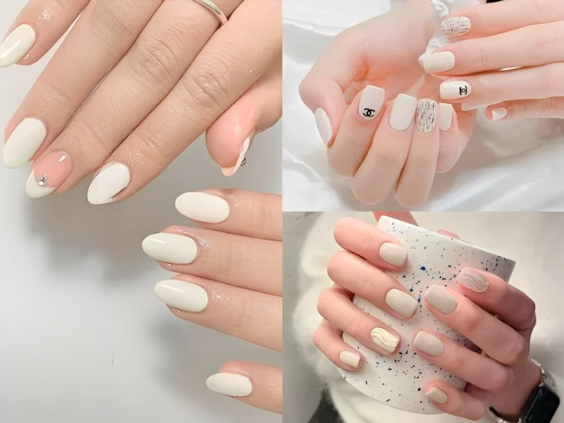 mẫu Nail trắng sữa