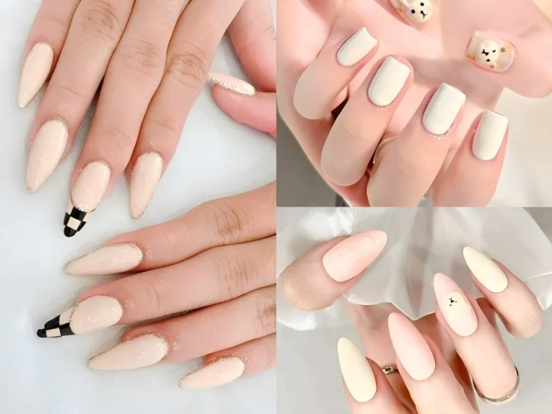 những mẫu Nail tay màu trắng ngà