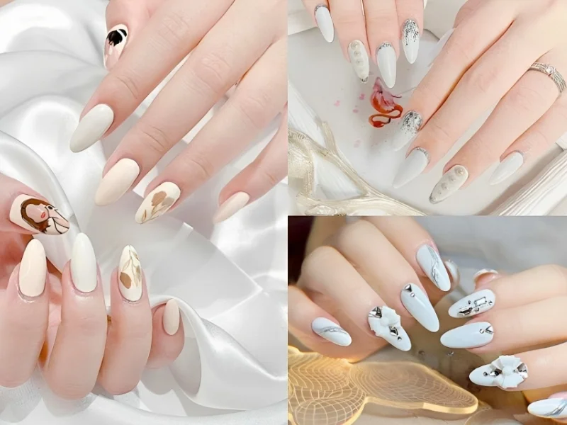 Nail tay màu trắng (2)