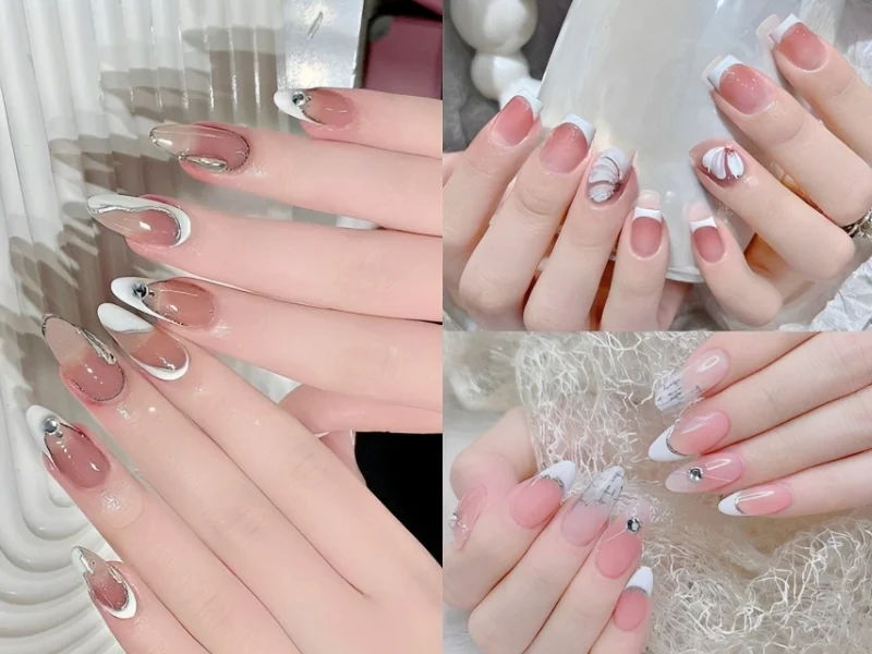 Nail sơn đầu móng màu trắng (2)
