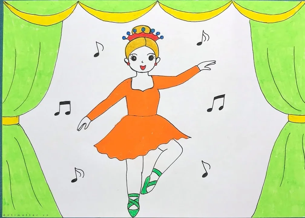 Bé vẽ tranh nghề nghiệp tương lai vũ công ballet