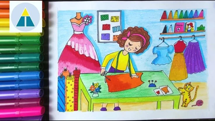 Vẽ tranh ƯỚC MƠ CỦA EM - Thiết kế thời trang | Vẽ siêu dễ cùng Hi Art Cute | Draw a Fashion Designer